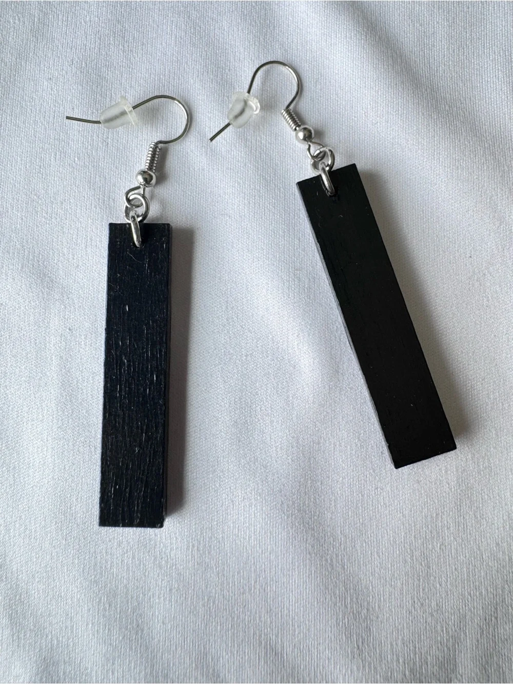 Handmade Black and Cream Swirl Bar Earrings